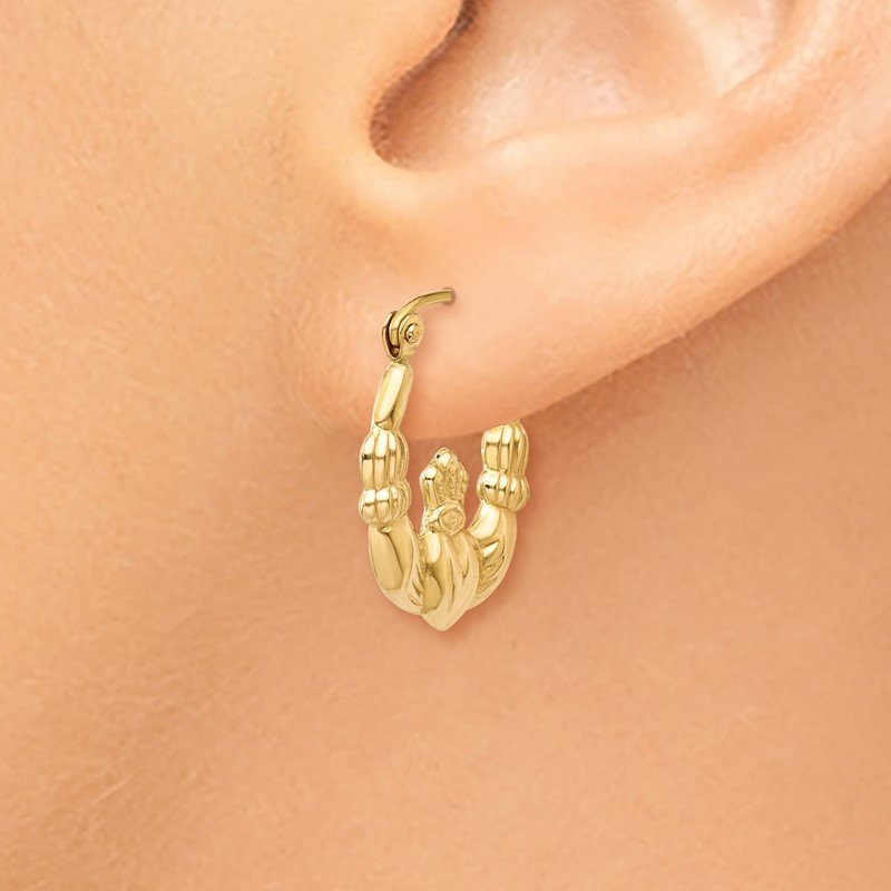 14k Polished Claddagh Hoop Earrings