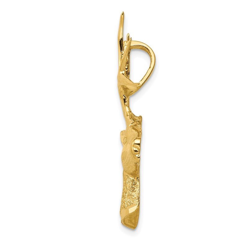14k Laser Cut Deer Head Omega Slide