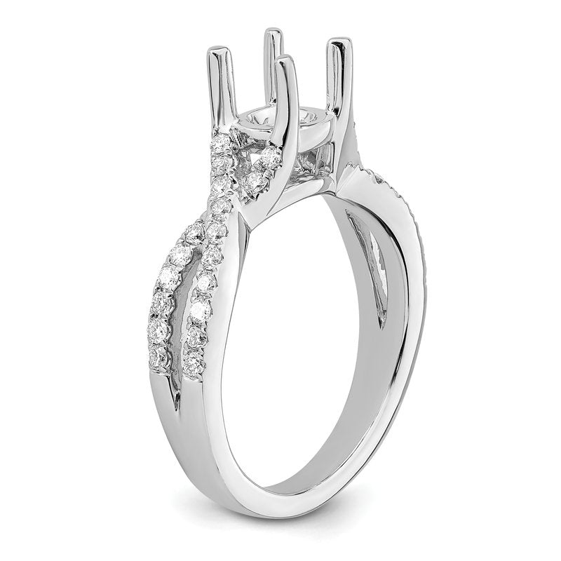 14K White Gold 3/8 carat Lab Grown Diamond VS/SI  D E F  Semi Mount Round By-Pass Engagement Ring