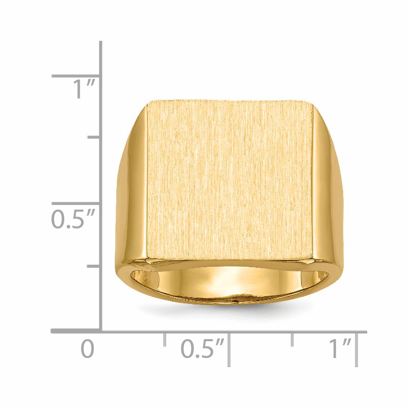 14k 16.5x17.5mm Open Back Mens Signet Ring
