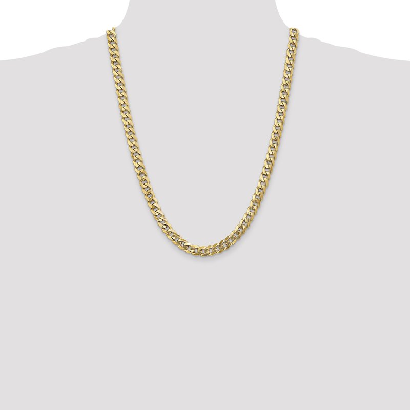 14K 26 inch 8mm Flat Beveled Curb with Lobster Clasp Chain