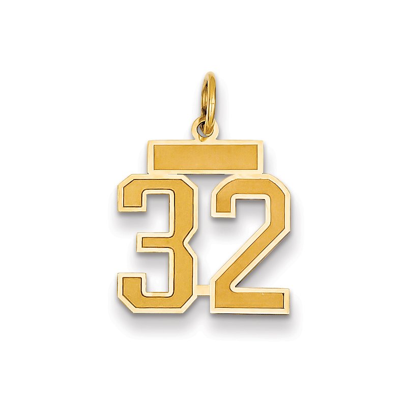 14k Small Satin Number 32 Charm