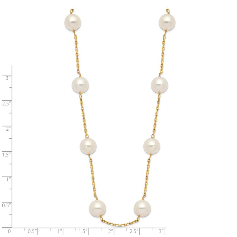 14k 8-9mm White Near-Round Freshwater Cultured Pearl 14-Station 18 inch Necklace