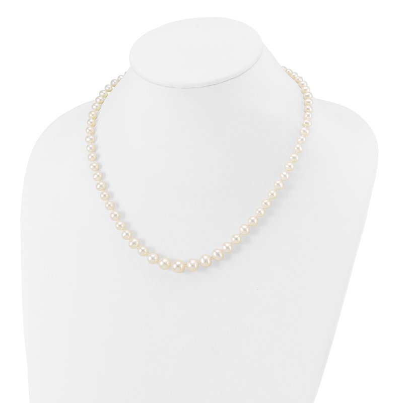14k 4-8mm White Freshwater Cultured Pearl Graduated 18 inch Necklace