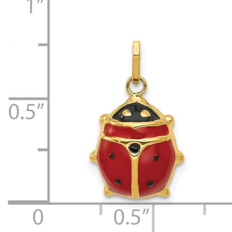 14k Red and Black Enameled Ladybug Charm