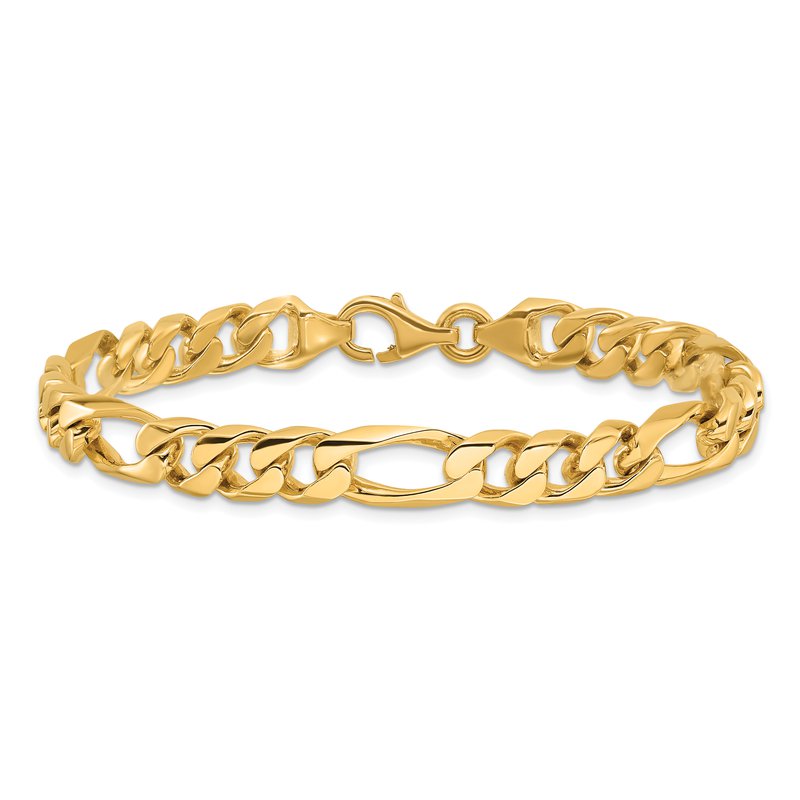 14K 20 inch 8mm Hand Polished Figaro Link with Fancy Lobster Clasp Chain