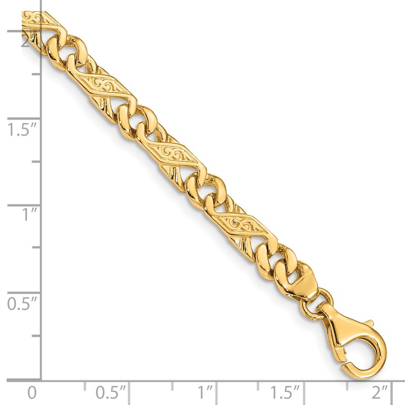 14K 18 inch 5.5mm Hand Polished Fancy Link with Fancy Lobster Clasp Chain