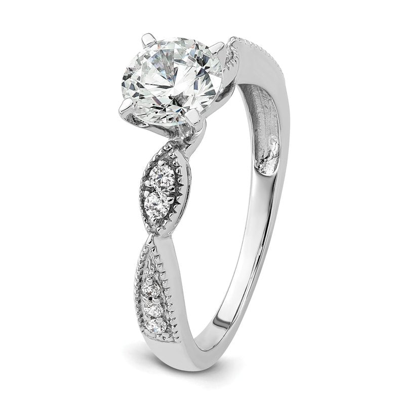 14K White Gold 1/6 carat Lab Grown Diamond VS+ F+ Semi-Mount Round Engagement Ring
