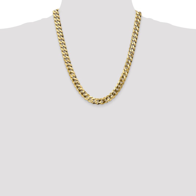 14K 26 inch 9.5mm Flat Beveled Curb with Lobster Clasp Chain