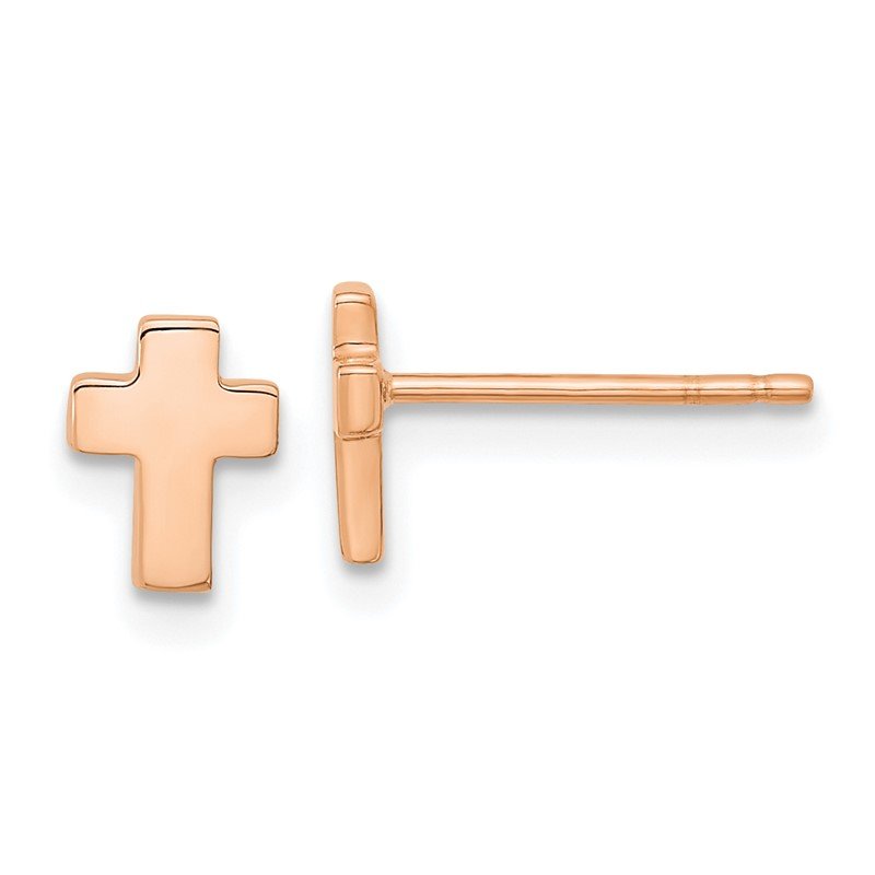 14k Rose Gold Polished Small Cross Post Earrings