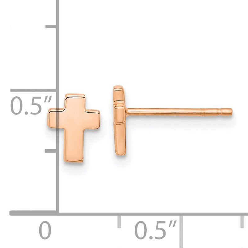 14k Rose Gold Polished Small Cross Post Earrings