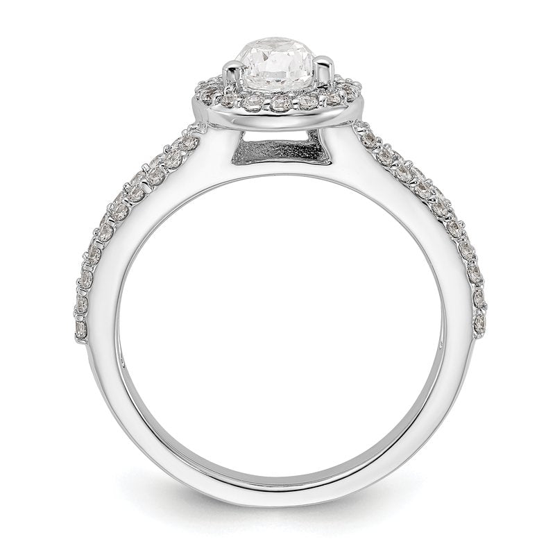 14K White Gold 5/8 carat Lab Grown Diamond VS/SI  D E F  Semi Mount Pear Halo Engagement Ring