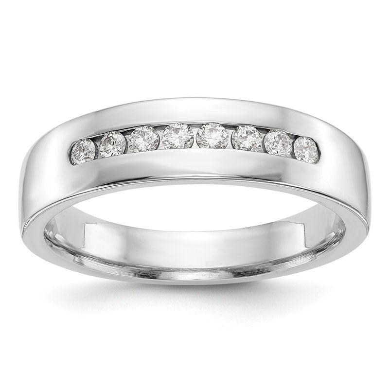 14K White Gold Men's 1/3 carat Lab Grown Diamond VS+ F+ Complete Channel Band