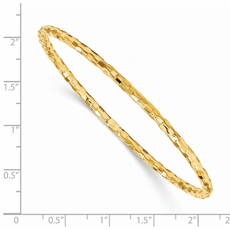 14k Polished Textured 3.00mm Slip-on Round Bangle Bracelet