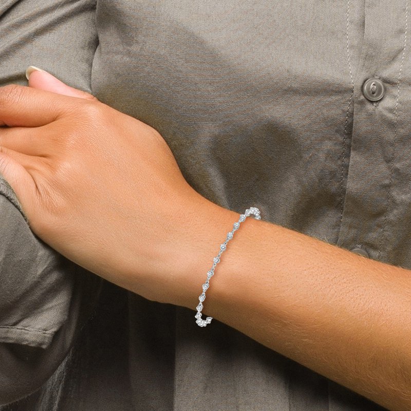 14k White Gold Complete 2.25 carat Round AA Diamond 2-prong 7 inch Tennis Bracelet