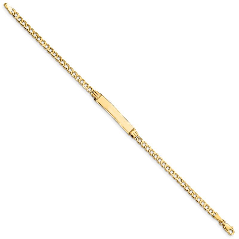 14k Polished Semi-Solid Chain/Solid Plate Cuban Link 25.5x5mm Plate 7 inch ID Bracelet