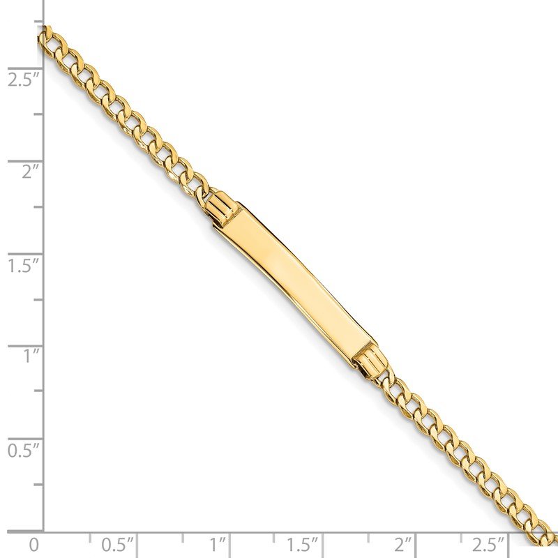 14k Polished Semi-Solid Chain/Solid Plate Cuban Link 25.5x5mm Plate 7 inch ID Bracelet