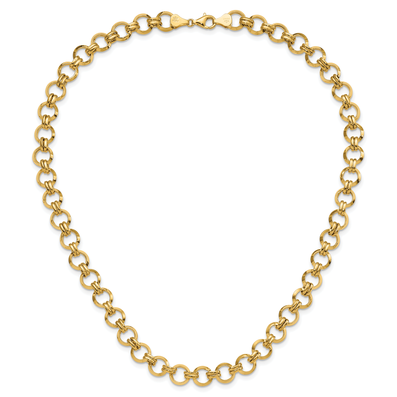 14k Polished 9.4mm Fancy Circle Link 18 inch Necklace