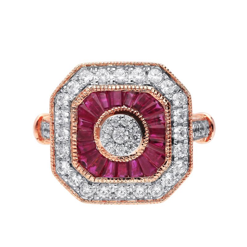14K 0.65Ct Diamond Ruby Ring