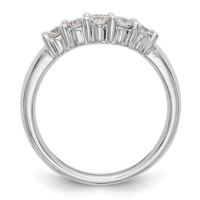 14K White Gold 7/8 carat Lab Grown Diamond VS/SI  D E F  5 Stone Band