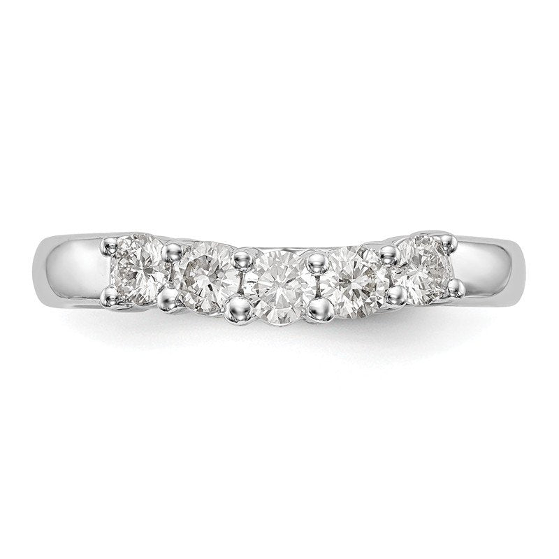 14K White Gold 7/8 carat Lab Grown Diamond VS/SI  D E F  5 Stone Band