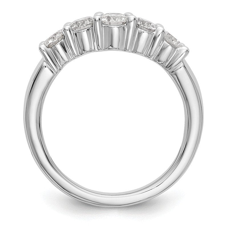 14K White Gold 7/8 carat Lab Grown Diamond VS/SI  D E F  5 Stone Band