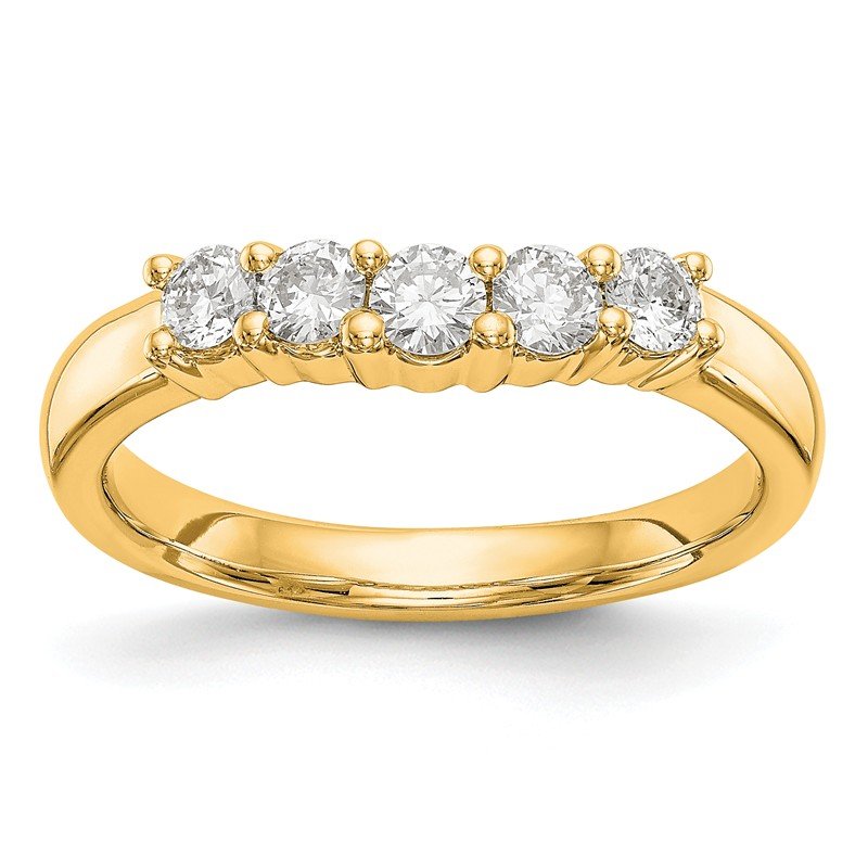 14K White Gold 7/8 carat Lab Grown Diamond VS/SI  D E F  5 Stone Band