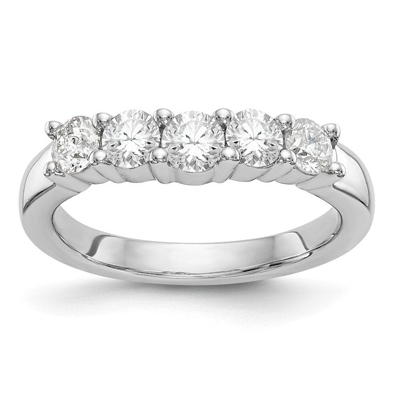 14K White Gold 7/8 carat Lab Grown Diamond VS/SI  D E F  5 Stone Band
