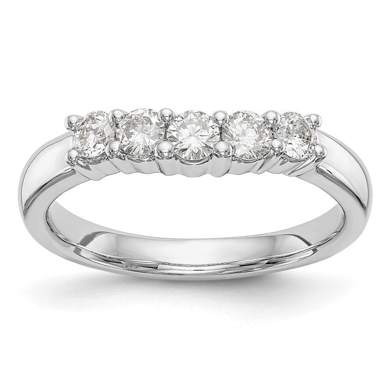 14K White Gold 7/8 carat Lab Grown Diamond VS/SI  D E F  5 Stone Band