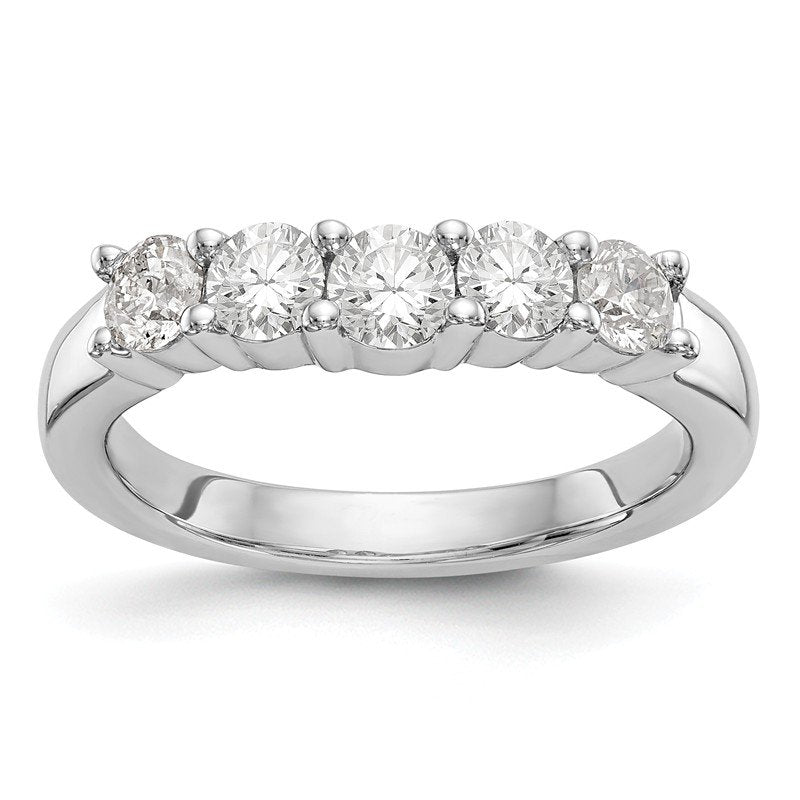 14K White Gold 7/8 carat Lab Grown Diamond VS/SI  D E F  5 Stone Band