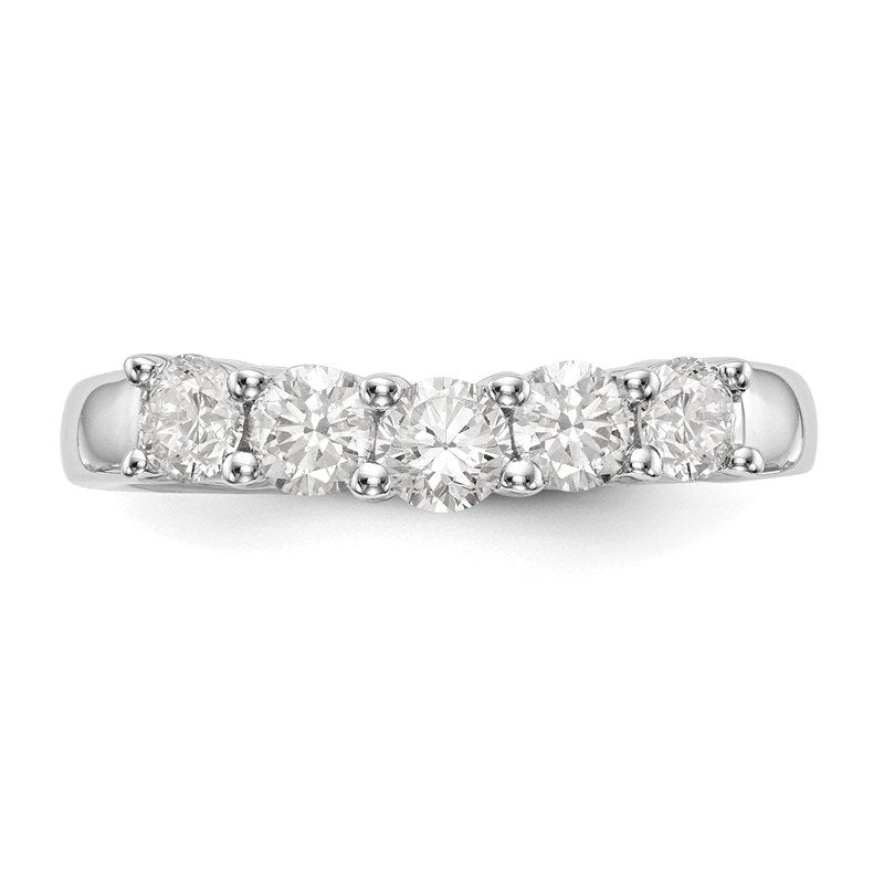 14K White Gold 7/8 carat Lab Grown Diamond VS/SI  D E F  5 Stone Band