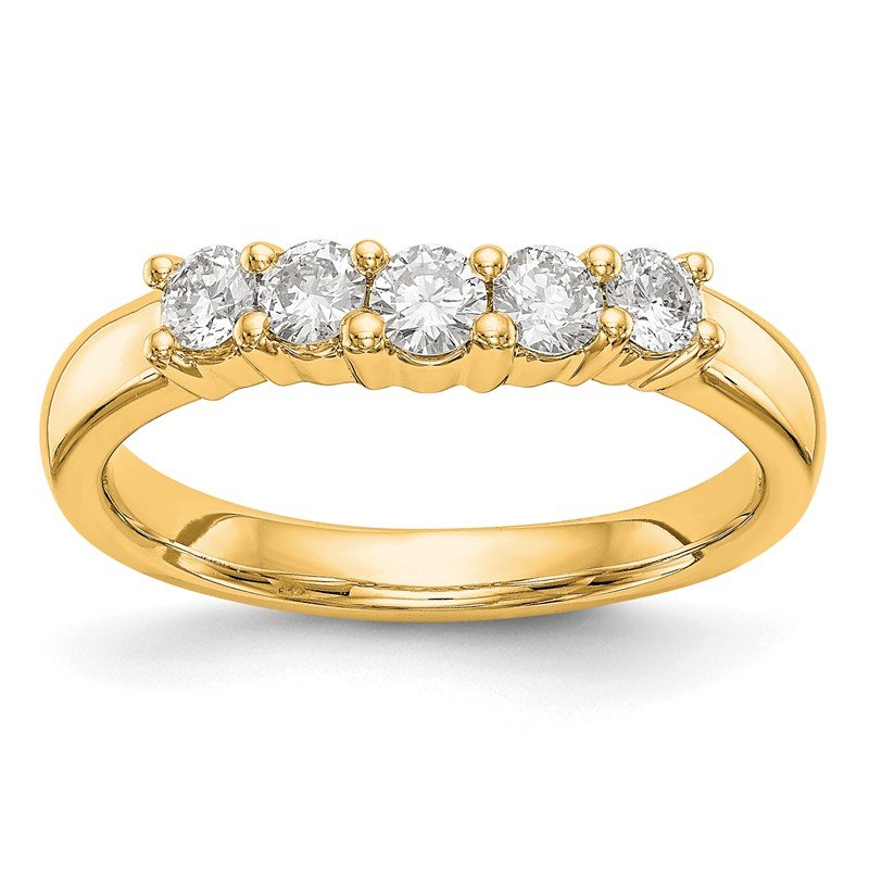 14K White Gold 7/8 carat Lab Grown Diamond VS/SI  D E F  5 Stone Band