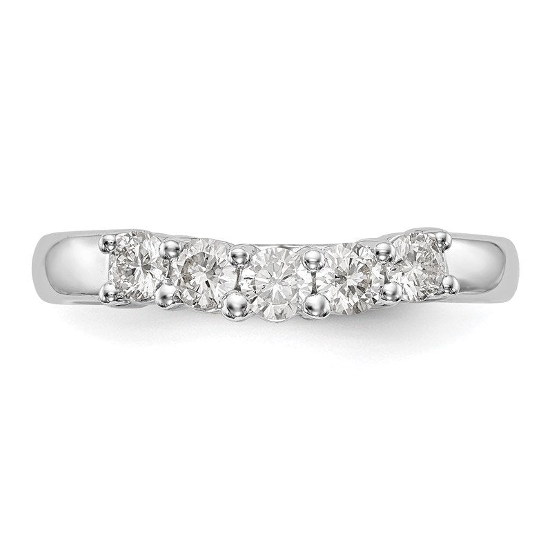14K White Gold 7/8 carat Lab Grown Diamond VS/SI  D E F  5 Stone Band
