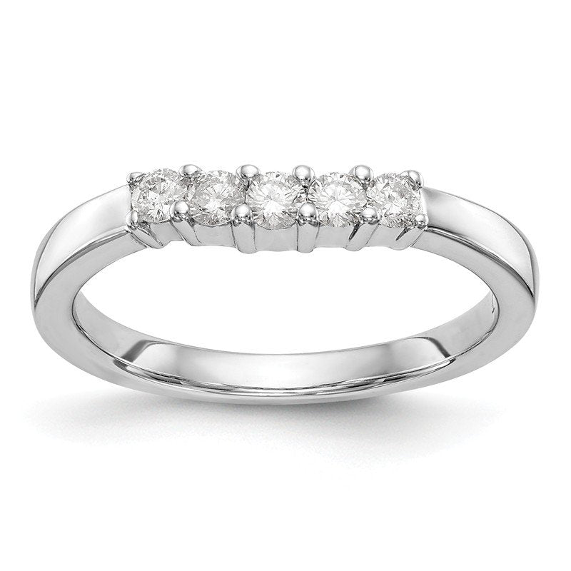 14K White Gold 7/8 carat Lab Grown Diamond VS/SI  D E F  5 Stone Band