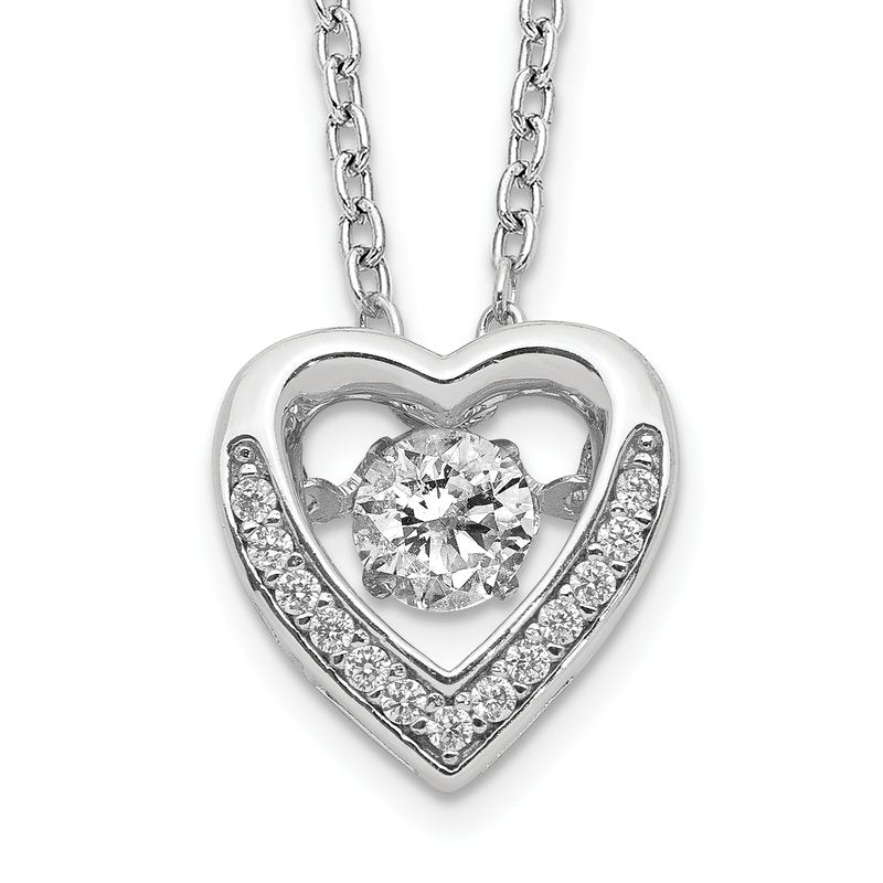 Sterling Silver Rhodium-plated Brilliant-cut Vibrant CZ Heart 18 Inch Necklace