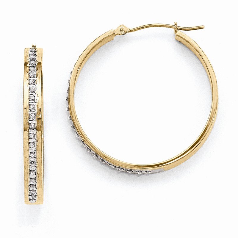 14k Diamond Fascination Round Hinged Hoop Earrings