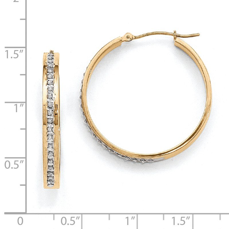 14k Diamond Fascination Round Hinged Hoop Earrings