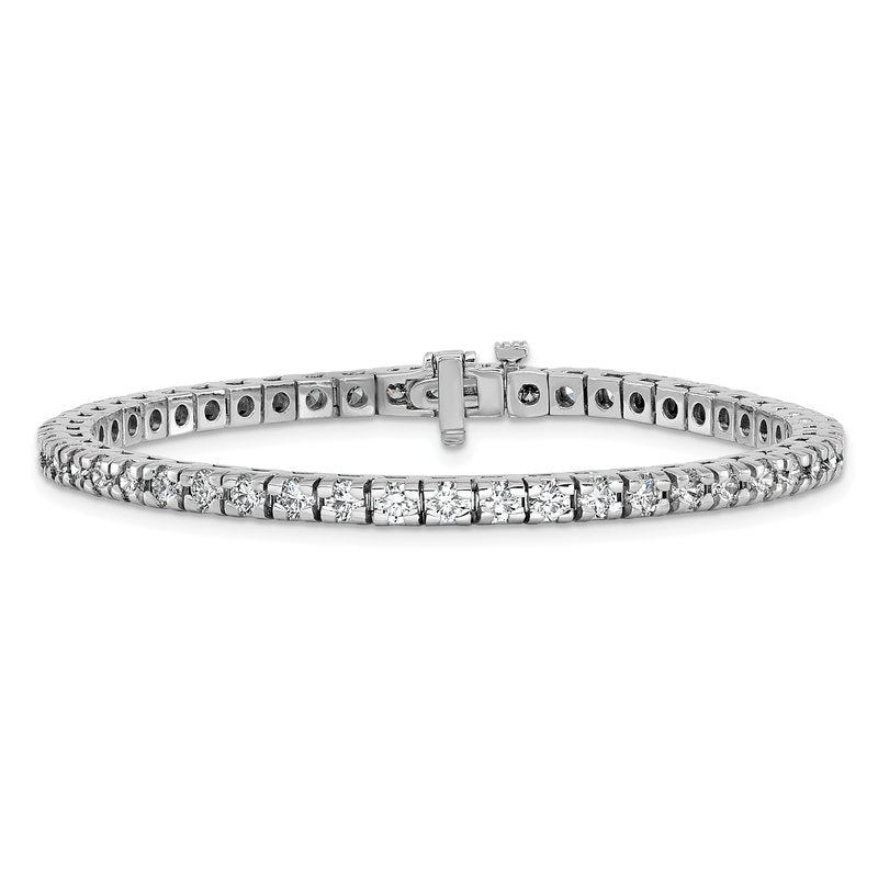 14K White Gold 4 5/8 carat Lab Grown Diamond VS+ F+ Complete Tennis Bracelet