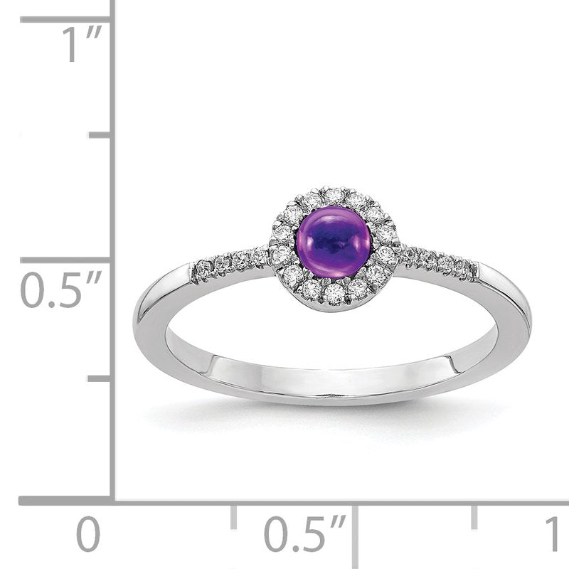 14k White Gold Diamond and Cabochon Amethyst Ring