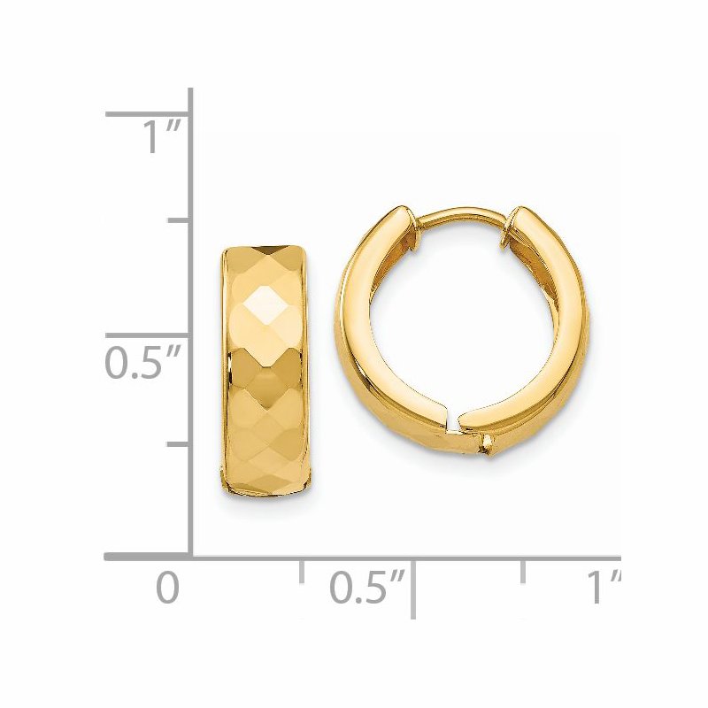 14k Textured Hinged Hoop Earrings