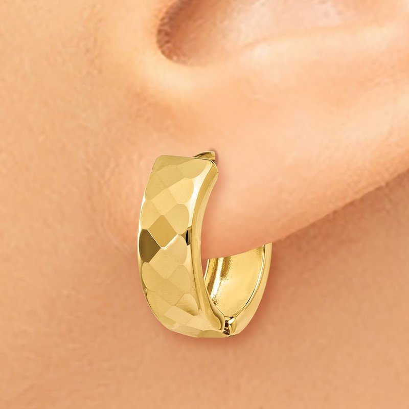 14k Textured Hinged Hoop Earrings