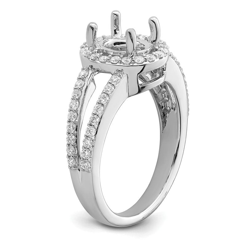 14K White Gold 1/2 carat Lab Grown Diamond VS/SI  D E F  Semi Mount Oval Halo Engagement Ring