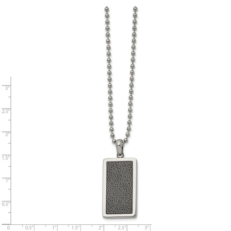 Stainless Steel Polished with Black Stoving Varnish Rectangle Dog Tag on a 22 inch Ball Chain Necklace