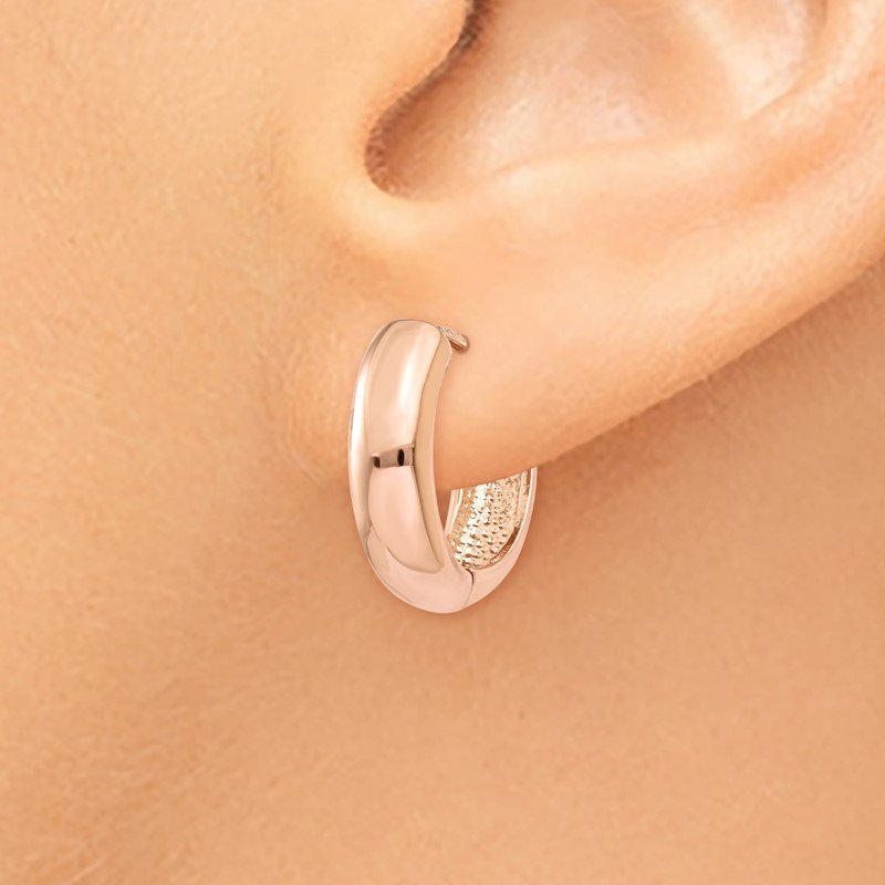 14k Rose Gold Round Hinged Hoop Earrings