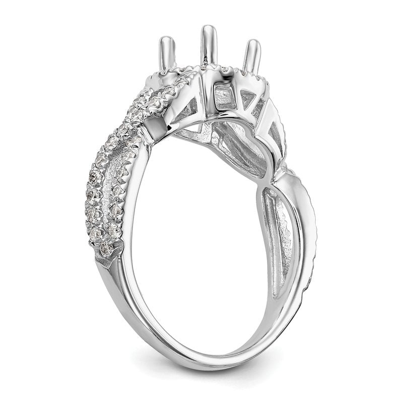 14K White Gold 3/4 carat Lab Grown Diamond VS/SI  D E F  Semi Mount Round Halo Engagement Ring