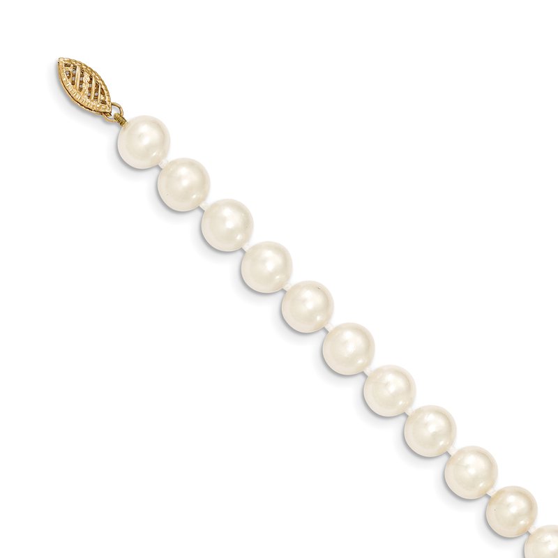 14k 8-9mm White Near-Round Freshwater Cultured Pearl 16 inch Necklace