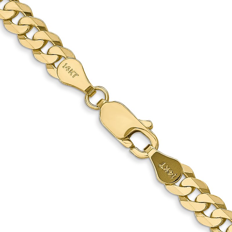 14K 26 inch 4.75mm Flat Beveled Curb with Lobster Clasp Chain