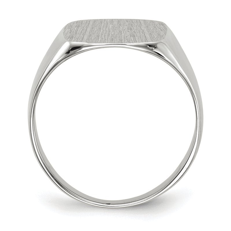 14k White Gold 13.5x14.5mm Closed Back Men's Signet Ring