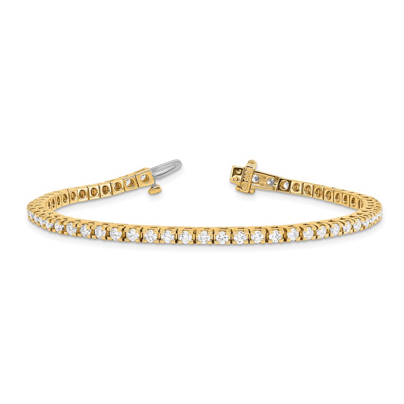 14K Yellow Gold 2 7/8 carat Lab Grown Diamond VS+ F+ Complete Tennis Bracelet