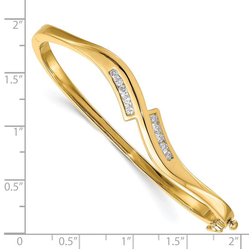 14k Complete 3/8 carat AAA Diamond Hinged Oval Bangle Bracelet